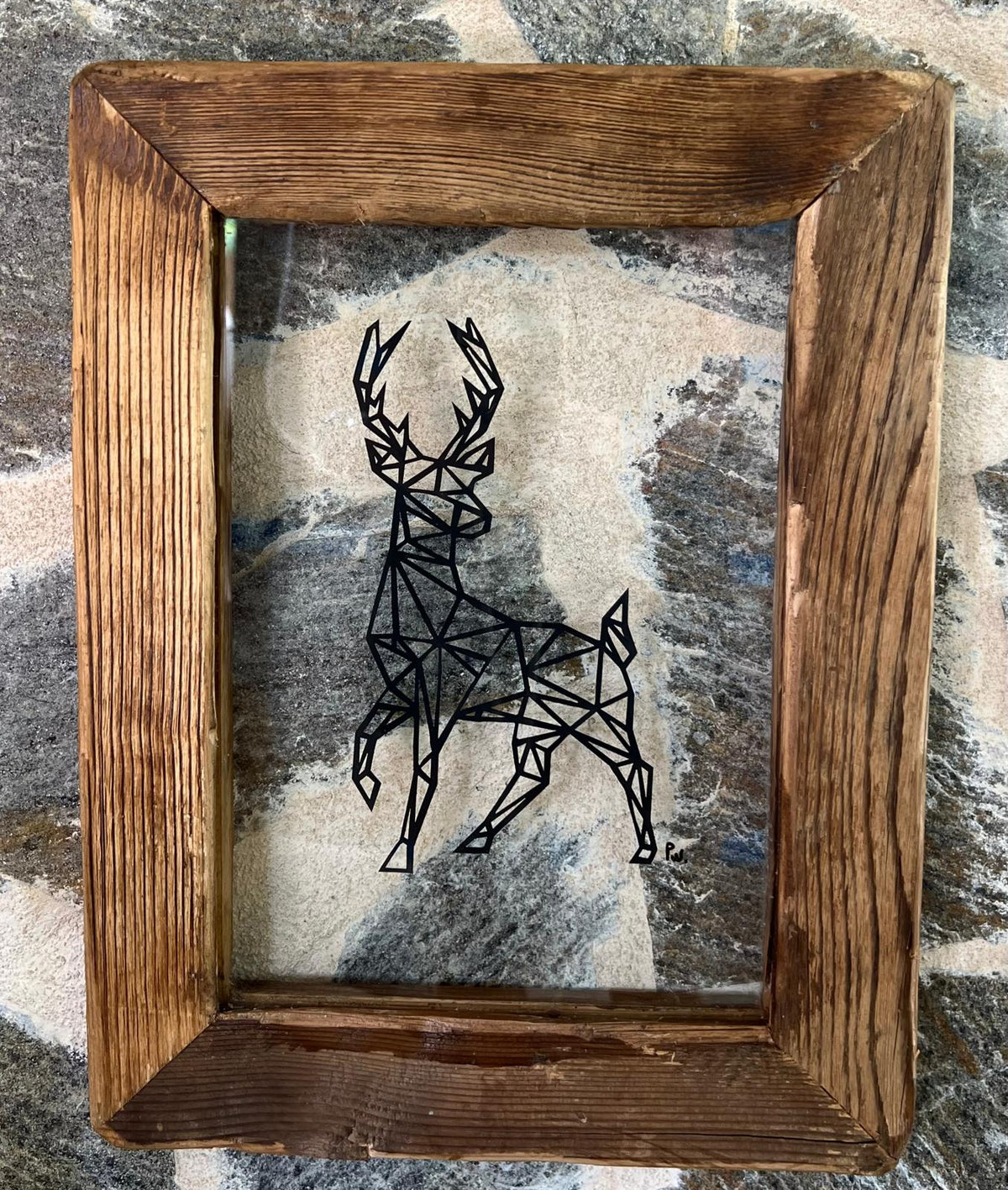 Cerf Origami 38x29cm - découpage papier coeur2déco