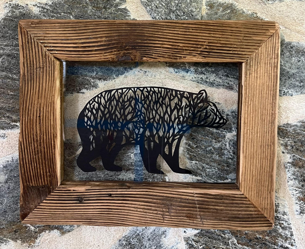 Ours en Bois 26x32cm - découpage papier coeur2déco