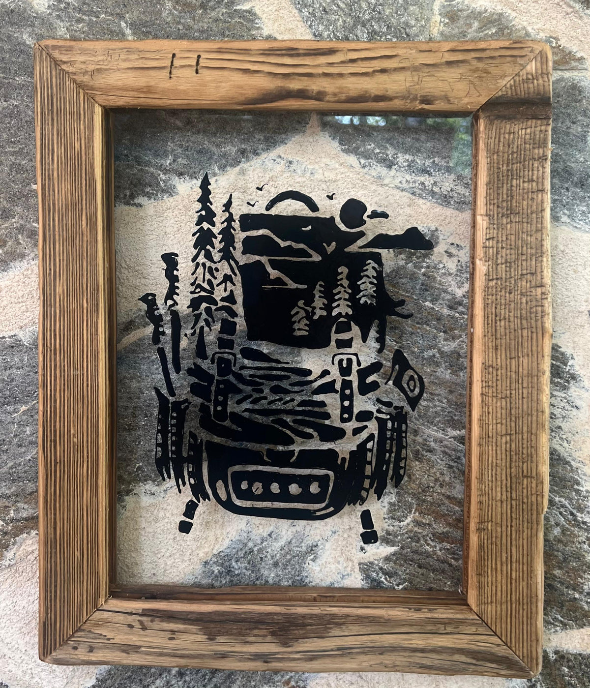 Sac de Randonnée - peinture sur verre coeur2déco