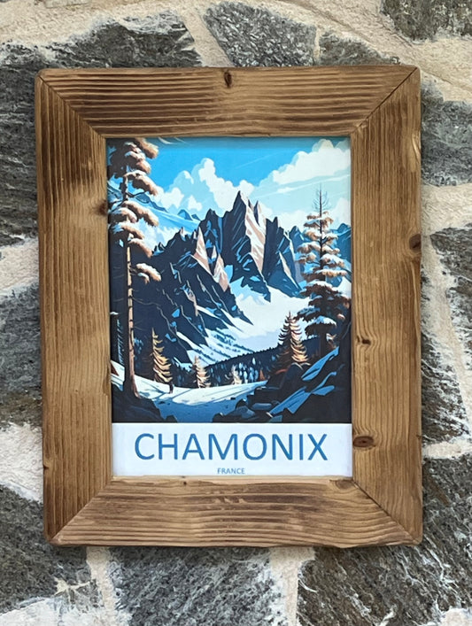 Chamonix Mont Blanc - 21,5x30cm - Affiche Aiguilles enneigées