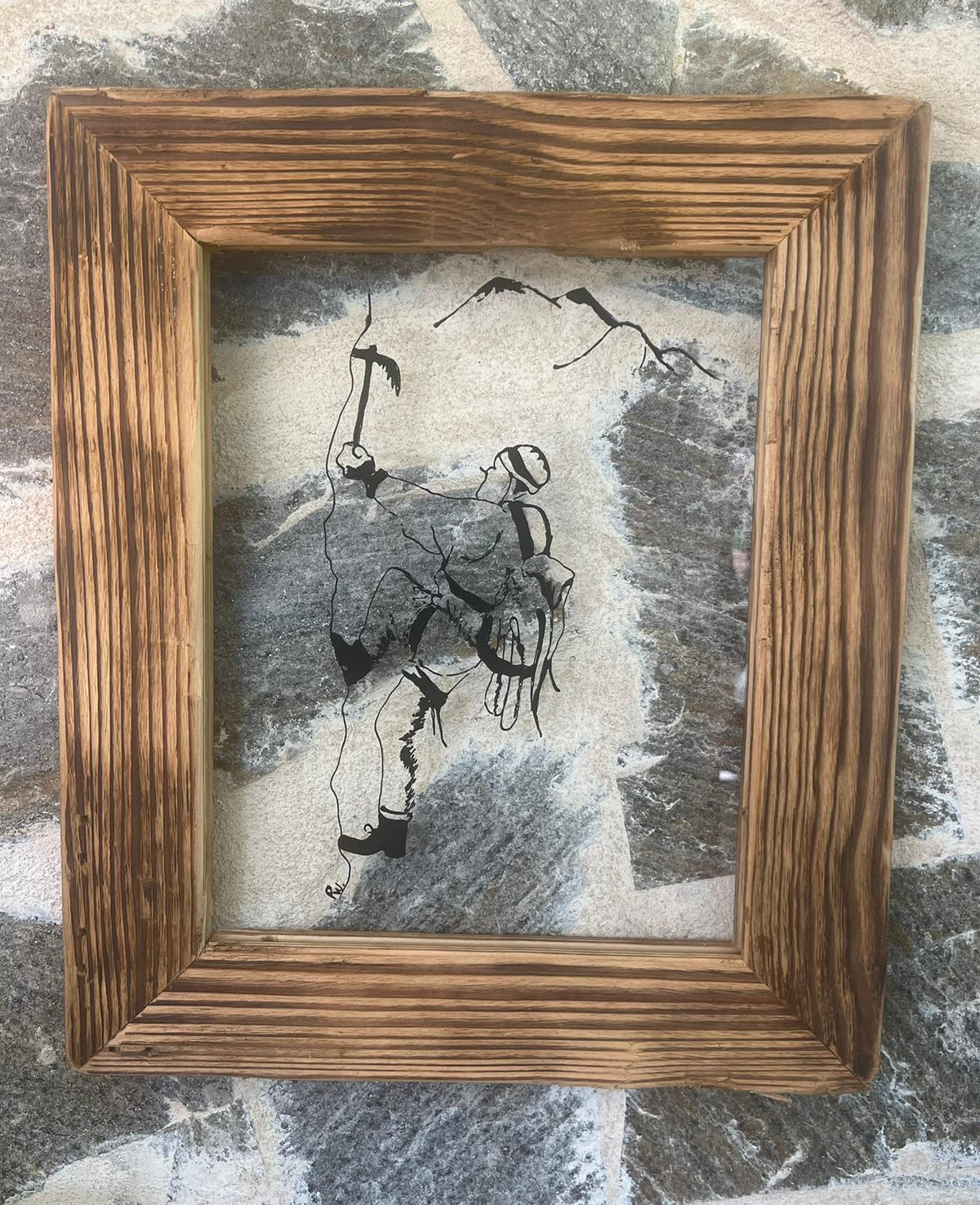 Alpiniste - peinture sur verre coeur2déco