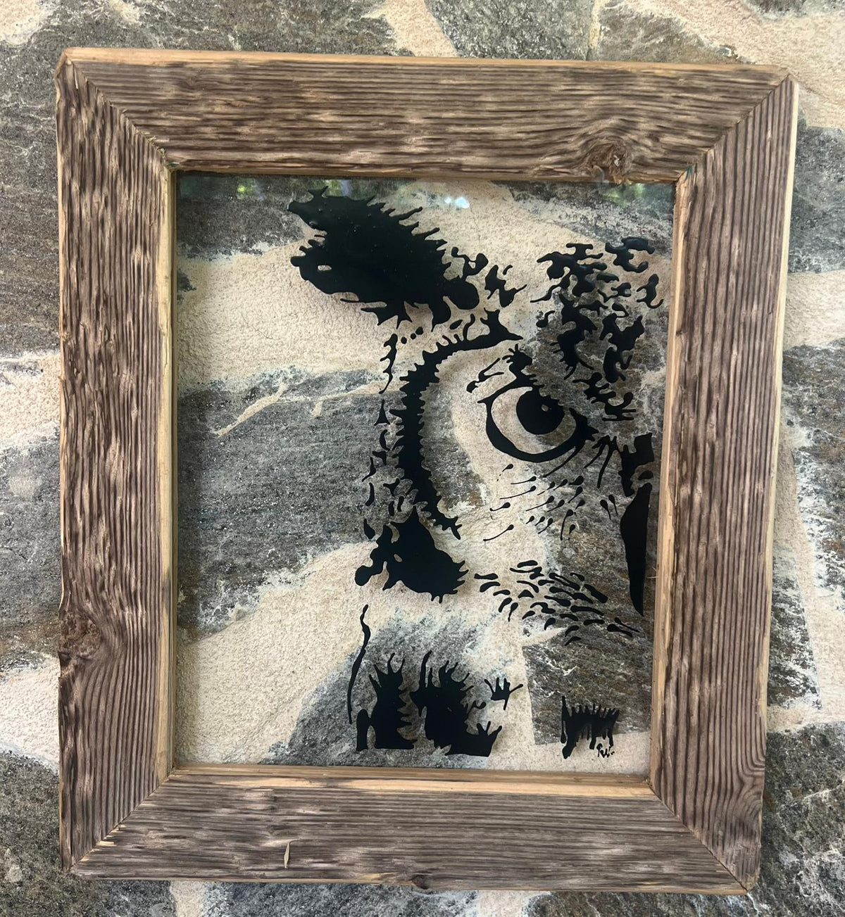 Hibou - peinture sur verre coeur2déco
