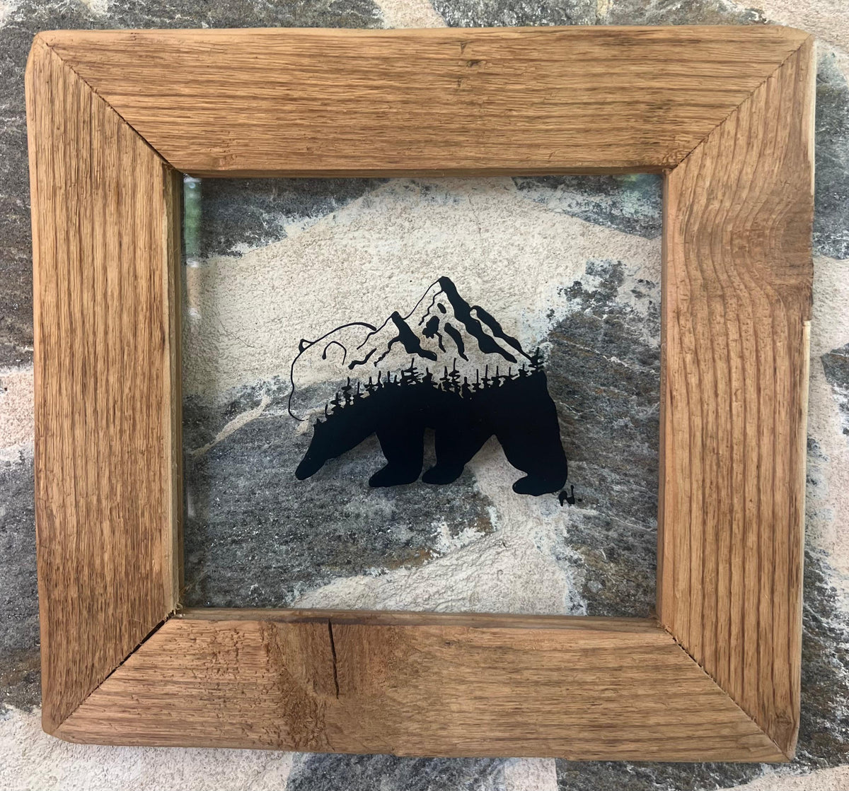 Ours - peinture sur verre coeur2déco