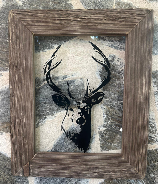 Tête de Cerf - peinture sur verre coeur2déco