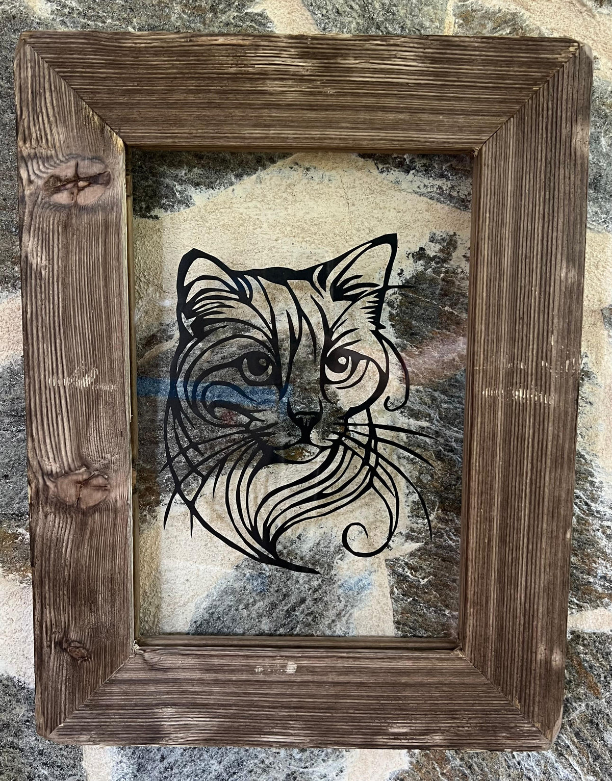 Tête de Chat 32,5x29cm - découpage papier coeur2déco