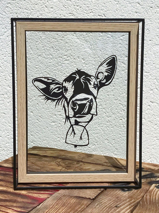 Portrait Vache cadre coeur2déco